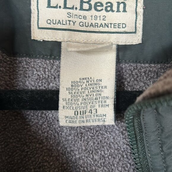 LL BEAN vintage dark hunter green fleece lined zipper front jacket Size L Reg - Picture 4 of 13